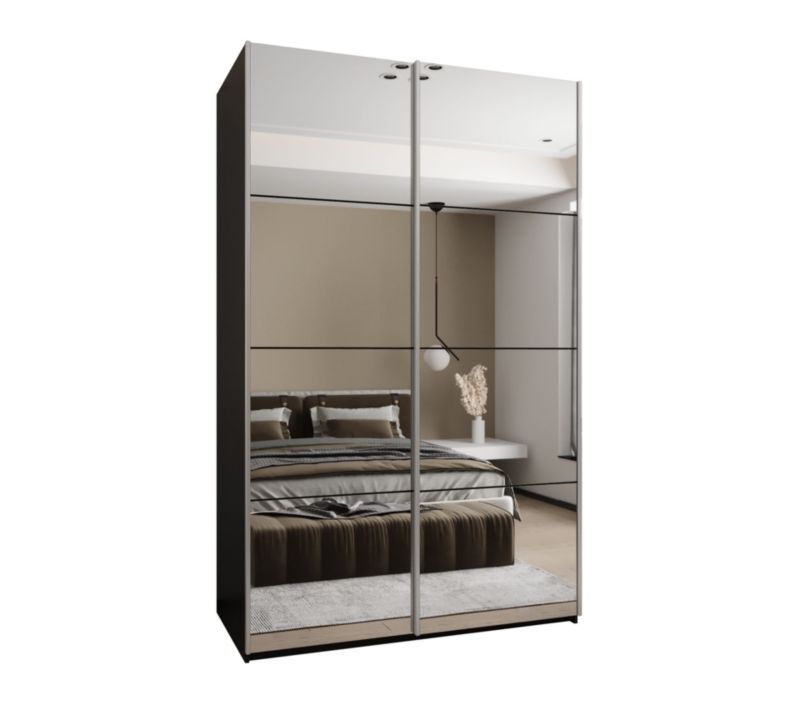 Szafa przesuwna Abiks LUX 2 wysoka szer.160cm czarny/czarny/srebrny 1szt.