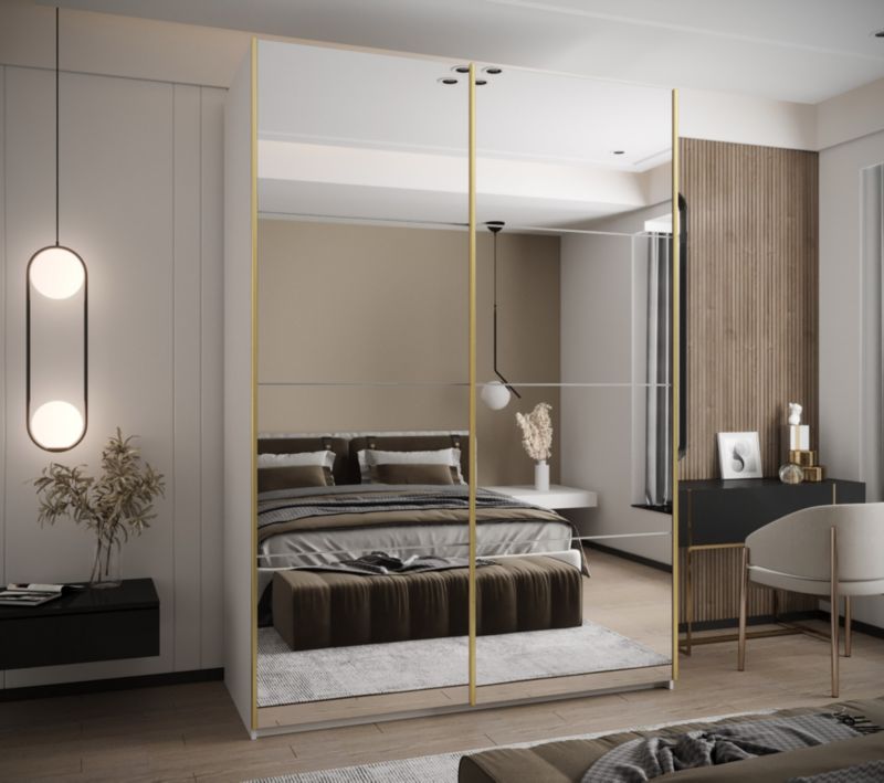 Szafa przesuwna Abiks LUX 2 wysoka szer.170cm biały/biały/złoty 1szt.