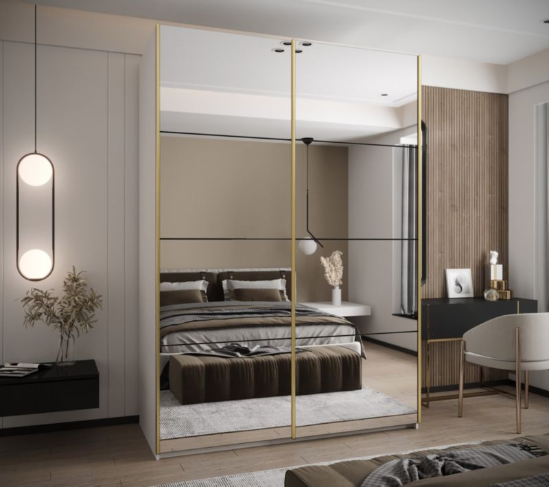 Szafa przesuwna Abiks LUX 2 wysoka szer.170cm biały/czarny/złoty 1szt.