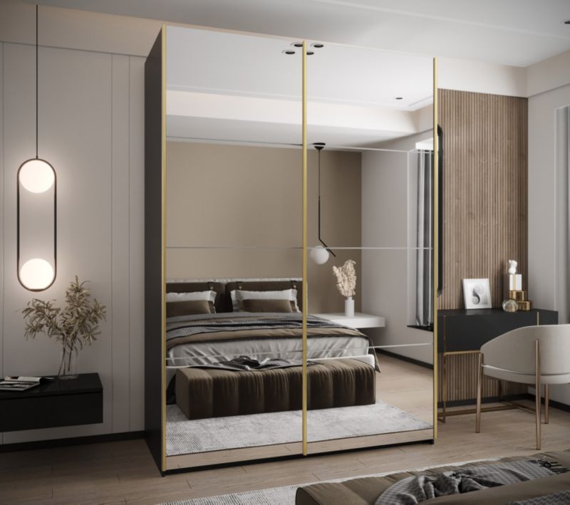 Szafa przesuwna Abiks LUX 2 wysoka szer.170cm czarny/biały/złoty 1szt.