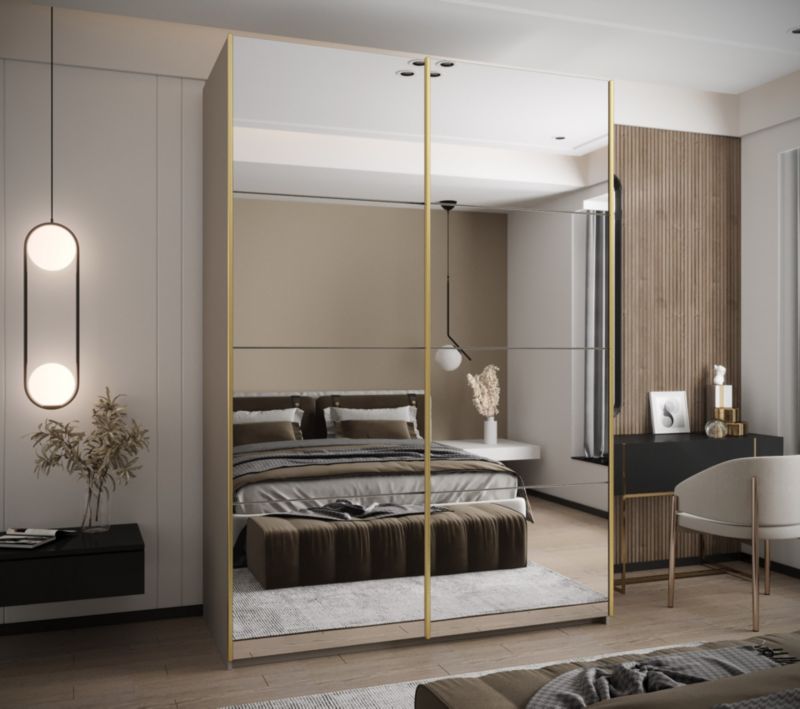 Szafa przesuwna Abiks LUX 2 wysoka szer.170cm kaszmir/kaszmir/złoty 1szt.