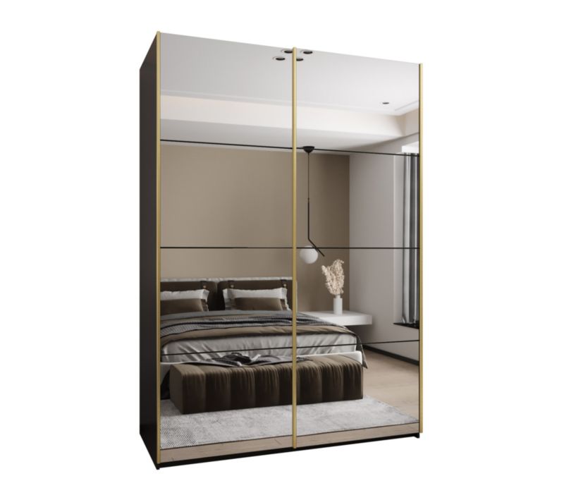 Szafa przesuwna Abiks LUX 2 wysoka szer.180cm czarny/czarny/złoty 1szt.