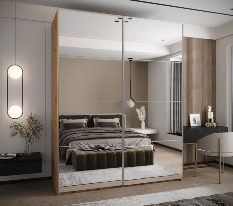 Szafa przesuwna Abiks LUX 2 wysoka szer.200cm artisan/biały/srebrny 1szt.