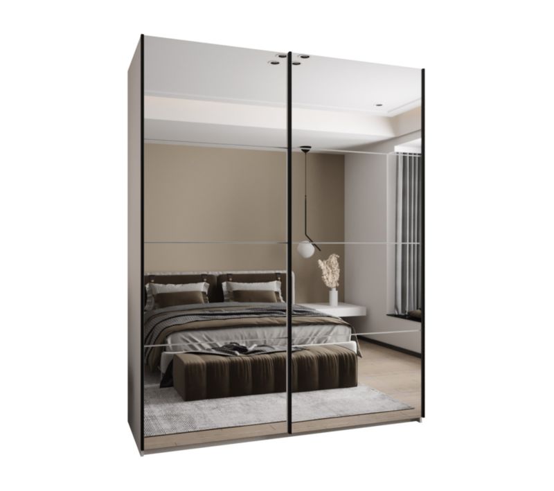 Szafa przesuwna Abiks LUX 2 wysoka szer.200cm biały/biały/czarny 1szt.