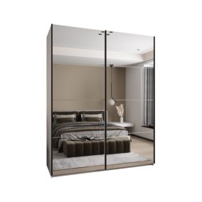 Szafa przesuwna Abiks LUX 2 wysoka szer.200cm biały/biały/czarny 1szt.