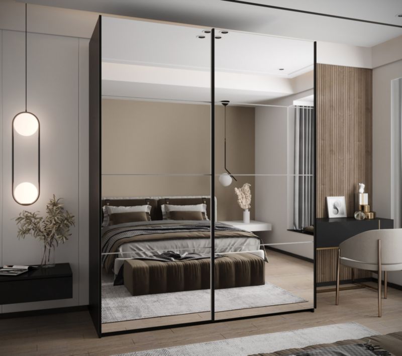 Szafa przesuwna Abiks LUX 2 wysoka szer.200cm czarny/biały/czarny 1szt.