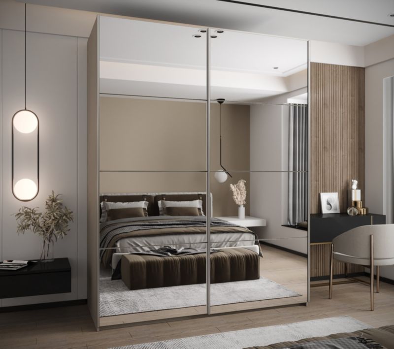 Szafa przesuwna Abiks LUX 2 wysoka szer.200cm kaszmir/kaszmir/srebrny 1szt.