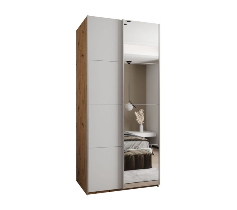 Szafa przesuwna Abiks LUX 3 wysoka szer.100cm artisan/biały/srebrny 1szt.