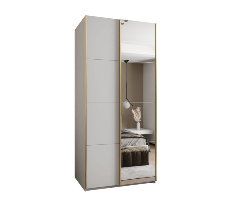 Szafa przesuwna Abiks LUX 3 wysoka szer.100cm biały/biały/złoty 1szt.