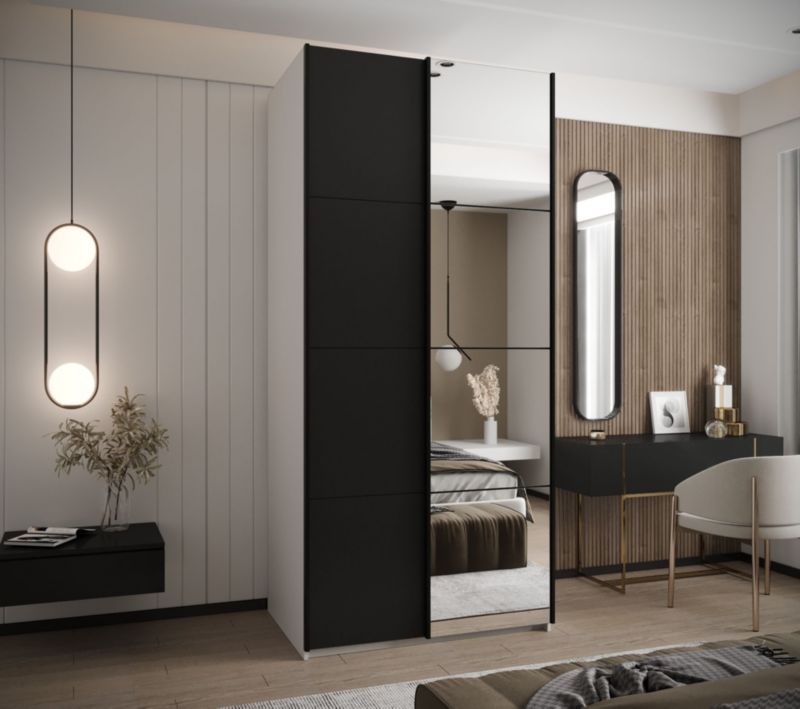 Szafa przesuwna Abiks LUX 3 wysoka szer.100cm biały/czarny/czarny 1szt.