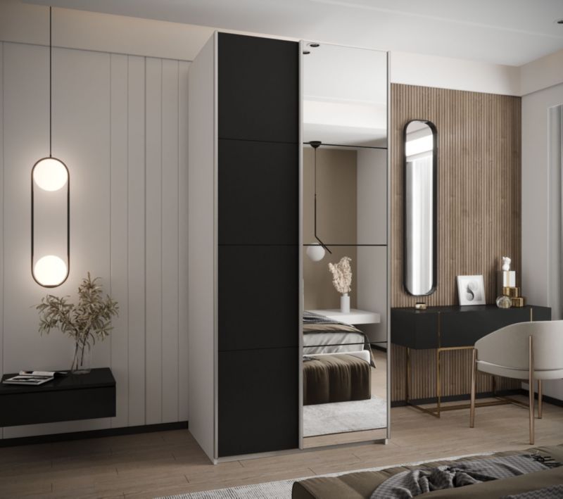Szafa przesuwna Abiks LUX 3 wysoka szer.100cm biały/czarny/srebrny 1szt.
