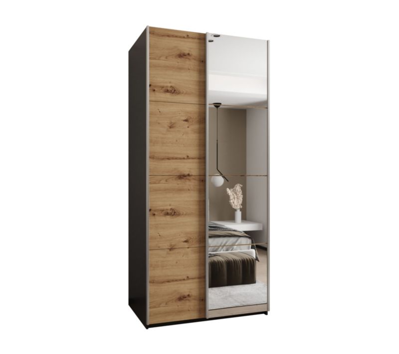 Szafa przesuwna Abiks LUX 3 wysoka szer.100cm czarny/artisan/srebrny 1szt.