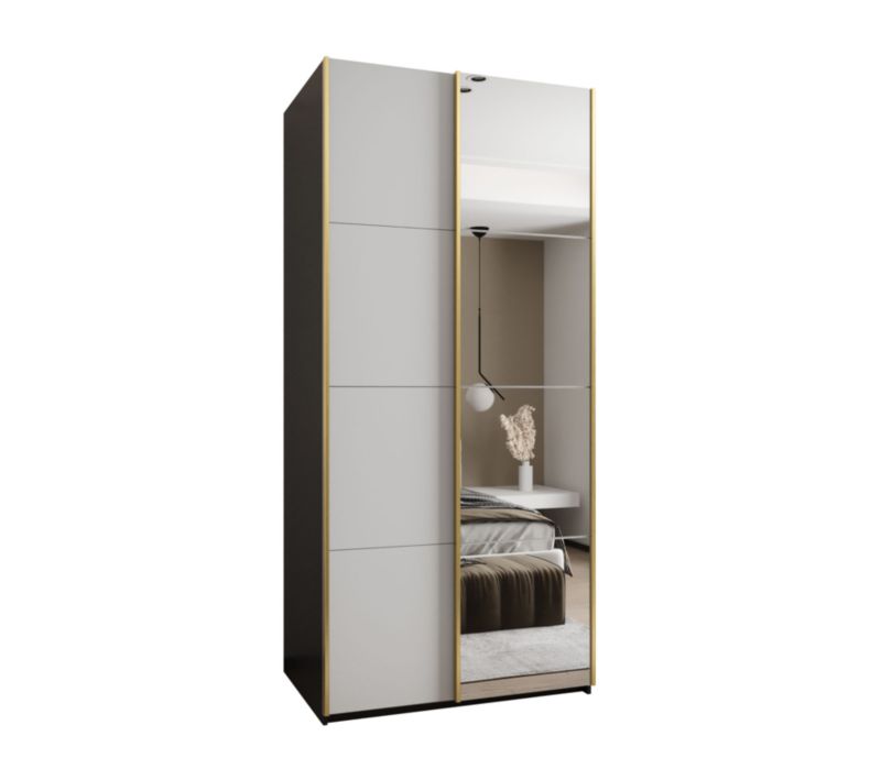 Szafa przesuwna Abiks LUX 3 wysoka szer.100cm czarny/biały/złoty 1szt.