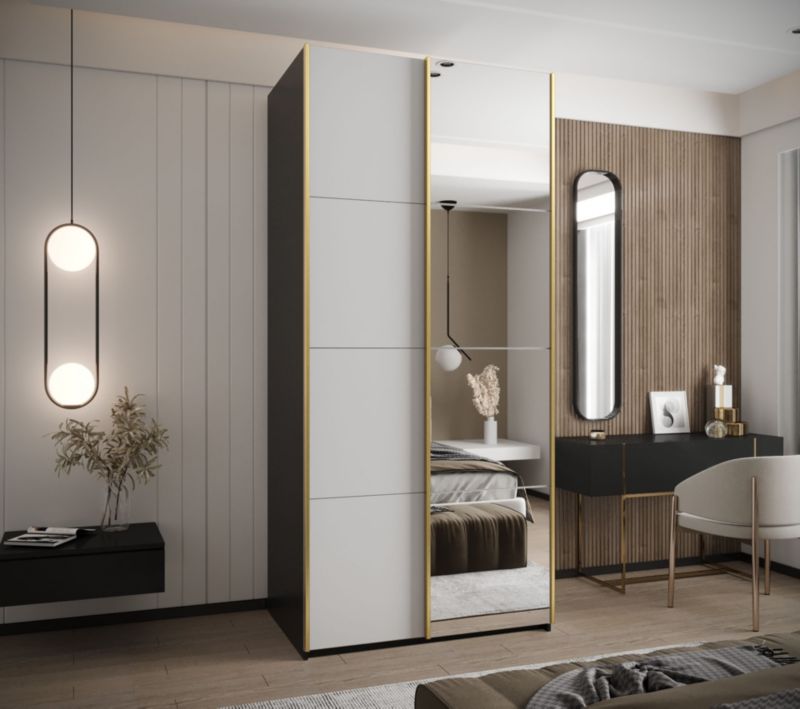 Szafa przesuwna Abiks LUX 3 wysoka szer.100cm czarny/biały/złoty 1szt.