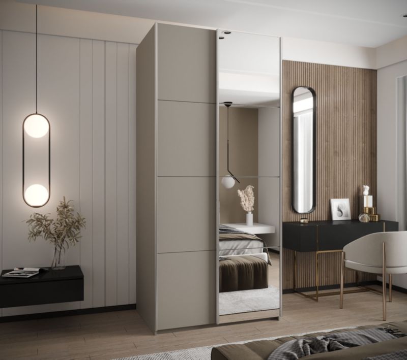 Szafa przesuwna Abiks LUX 3 wysoka szer.100cm kaszmir/kaszmir/srebrny 1szt.