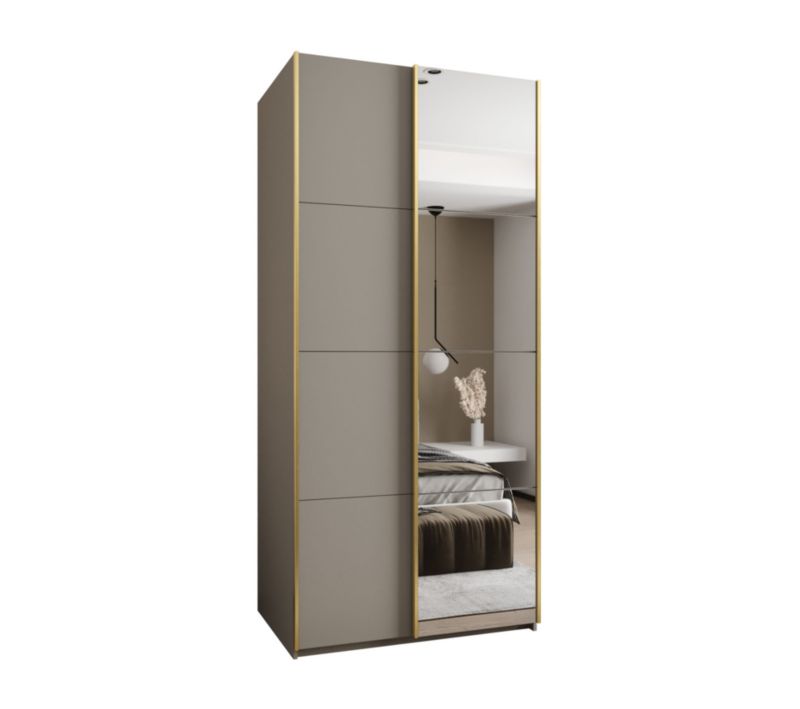 Szafa przesuwna Abiks LUX 3 wysoka szer.100cm kaszmir/kaszmir/złoty 1szt.