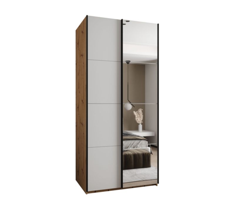 Szafa przesuwna Abiks LUX 3 wysoka szer.110cm artisan/biały/czarny 1szt.
