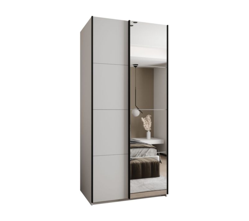 Szafa przesuwna Abiks LUX 3 wysoka szer.110cm biały/biały/czarny 1szt.