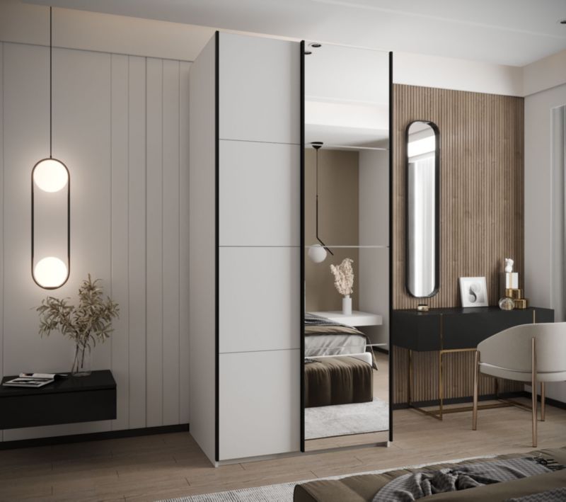 Szafa przesuwna Abiks LUX 3 wysoka szer.110cm biały/biały/czarny 1szt.