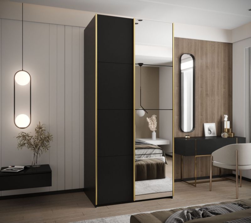 Szafa przesuwna Abiks LUX 3 wysoka szer.110cm czarny/czarny/złoty 1szt.