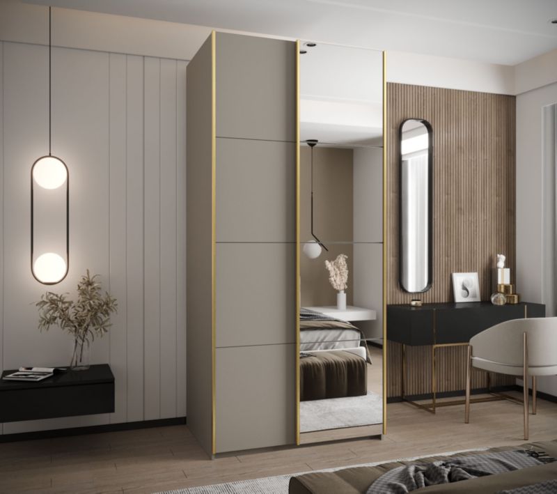 Szafa przesuwna Abiks LUX 3 wysoka szer.110cm kaszmir/kaszmir/złoty 1szt.