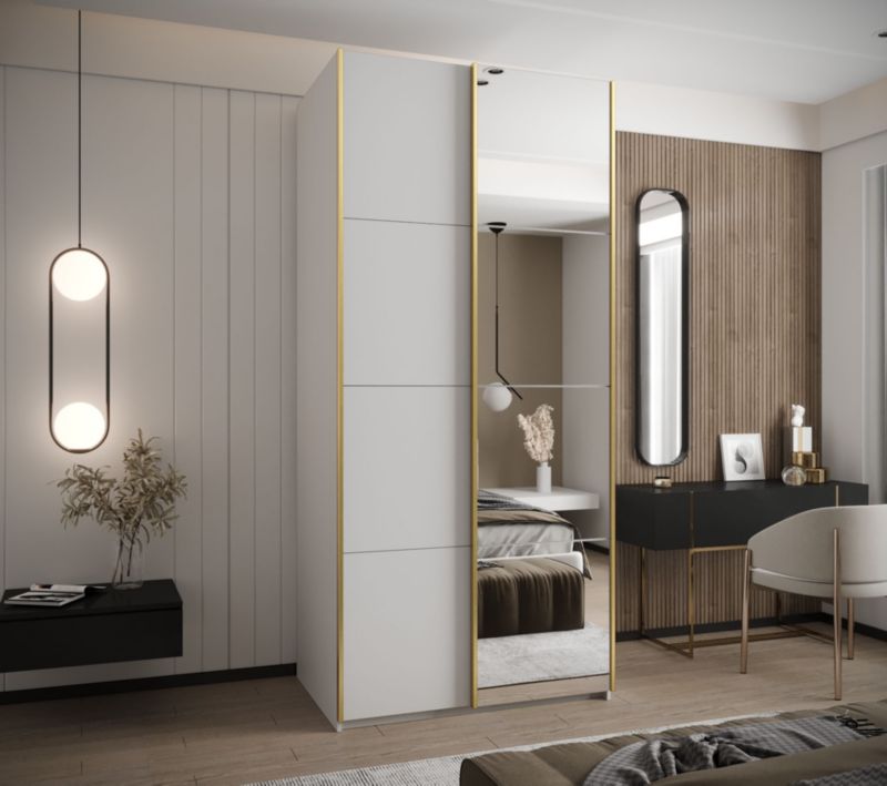 Szafa przesuwna Abiks LUX 3 wysoka szer.120cm biały/biały/złoty 1szt.
