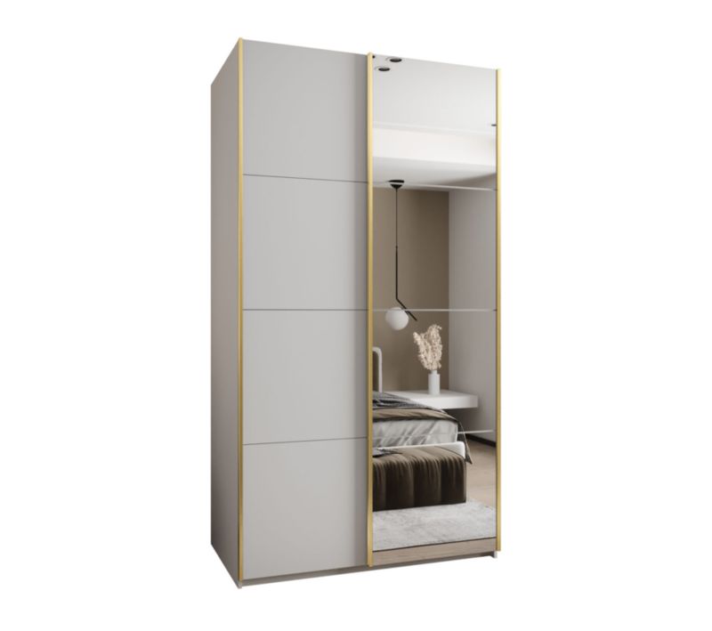 Szafa przesuwna Abiks LUX 3 wysoka szer.130cm biały/biały/złoty 1szt.
