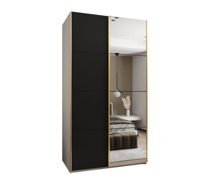 Szafa przesuwna Abiks LUX 3 wysoka szer.130cm biały/czarny/złoty 1szt.