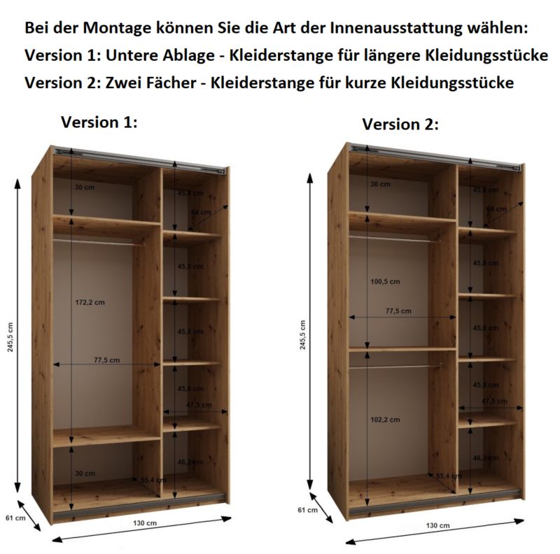 Szafa przesuwna Abiks LUX 3 wysoka szer.130cm biały/czarny/złoty 1szt.