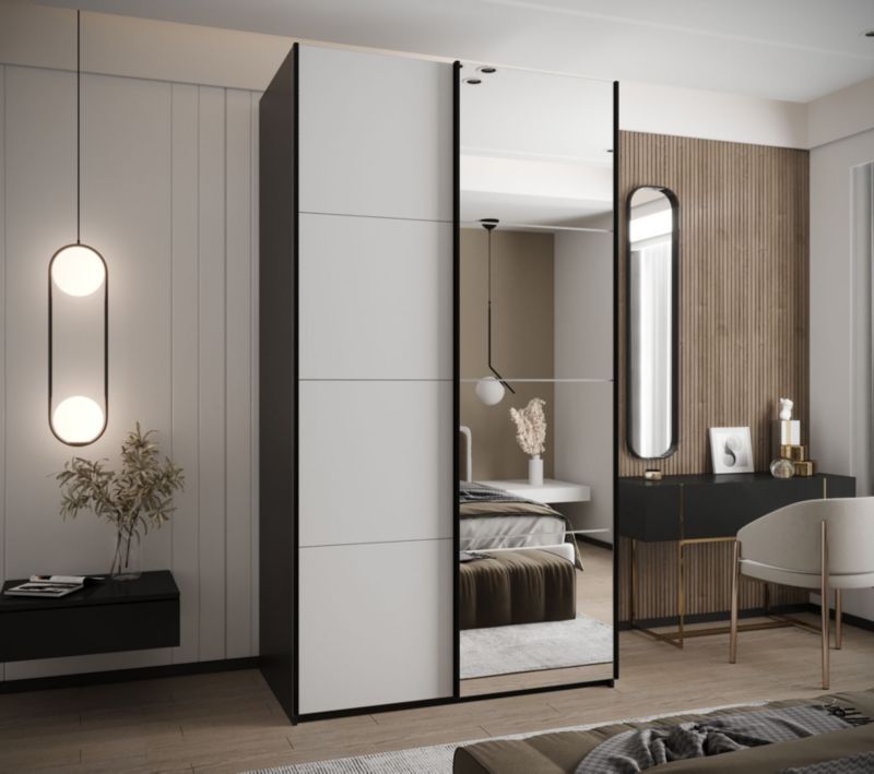 Szafa przesuwna Abiks LUX 3 wysoka szer.130cm czarny/biały/czarny 1szt.