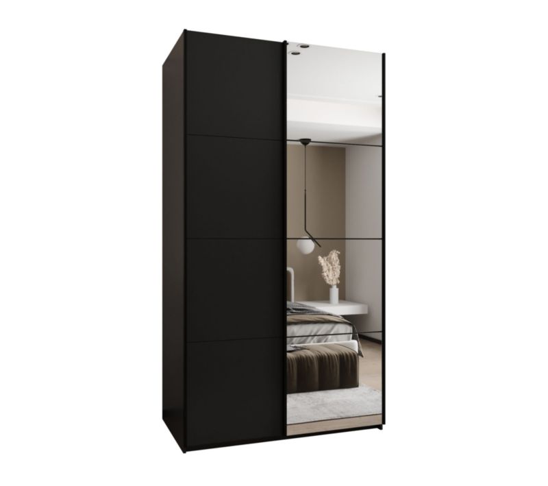 Szafa przesuwna Abiks LUX 3 wysoka szer.130cm czarny/czarny/czarny 1szt.