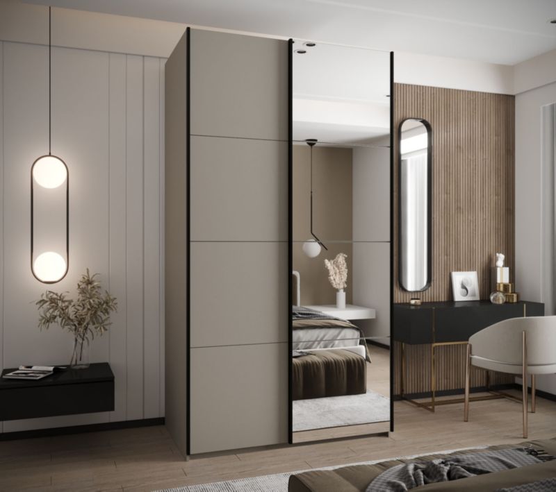 Szafa przesuwna Abiks LUX 3 wysoka szer.130cm kaszmir/kaszmir/czarny 1szt.