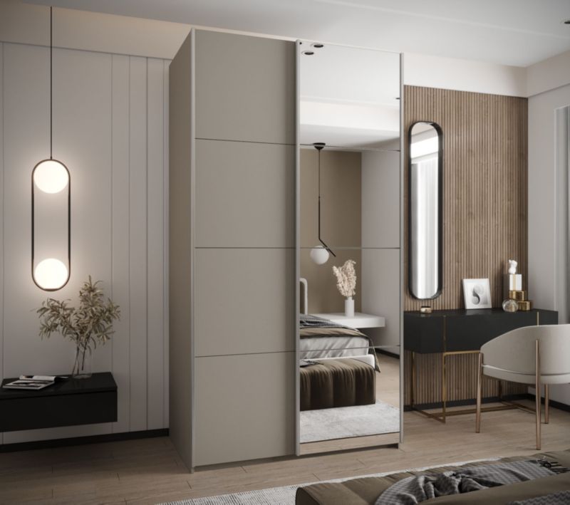 Szafa przesuwna Abiks LUX 3 wysoka szer.130cm kaszmir/kaszmir/srebrny 1szt.