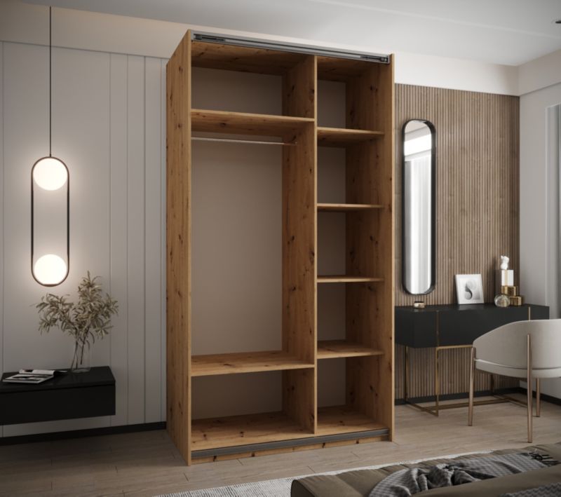 Szafa przesuwna Abiks LUX 3 wysoka szer.140cm artisan/czarny/czarny 1szt.