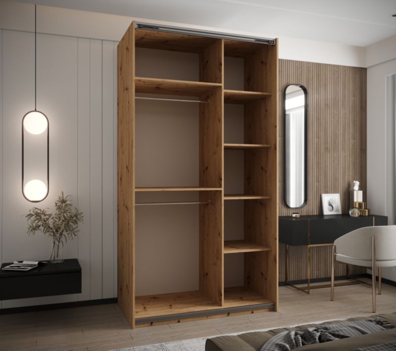 Szafa przesuwna Abiks LUX 3 wysoka szer.140cm artisan/czarny/czarny 1szt.