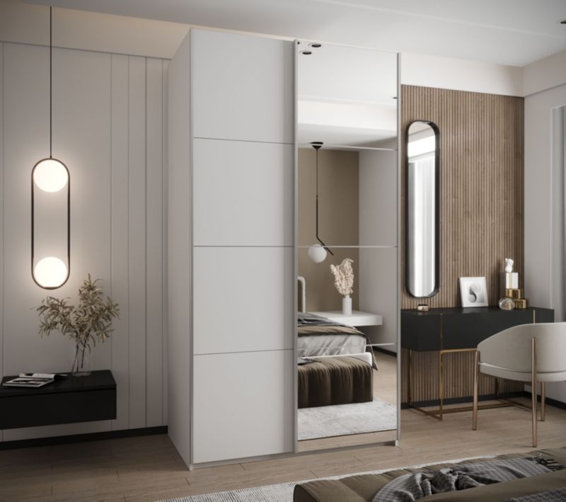 Szafa przesuwna Abiks LUX 3 wysoka szer.140cm biały/biały/srebrny 1szt.