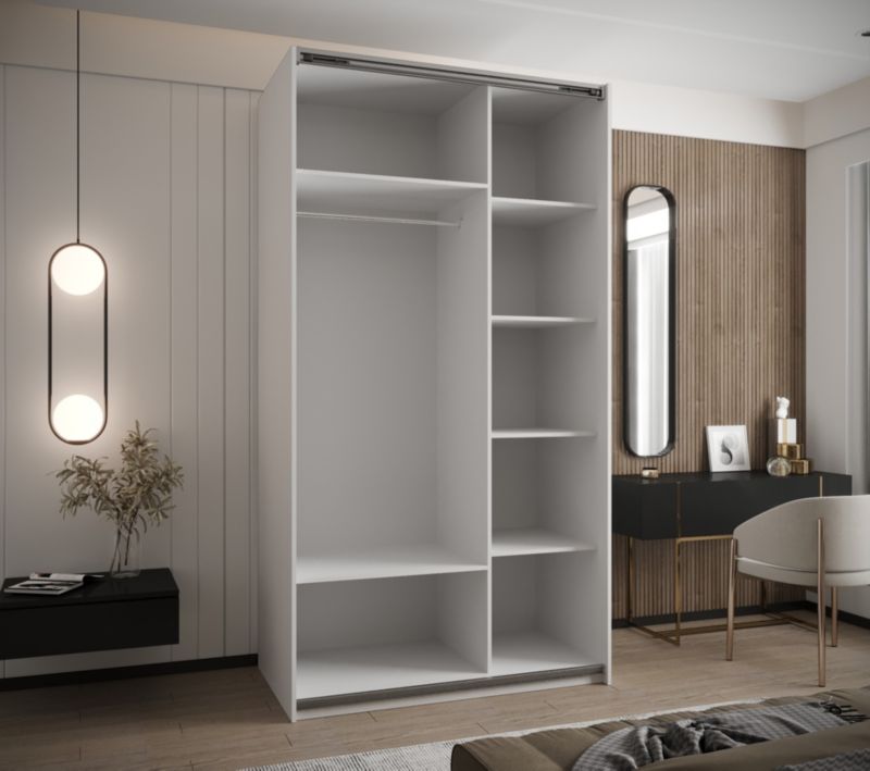 Szafa przesuwna Abiks LUX 3 wysoka szer.140cm biały/biały/srebrny 1szt.