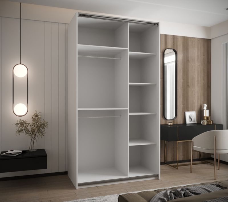 Szafa przesuwna Abiks LUX 3 wysoka szer.140cm biały/biały/srebrny 1szt.