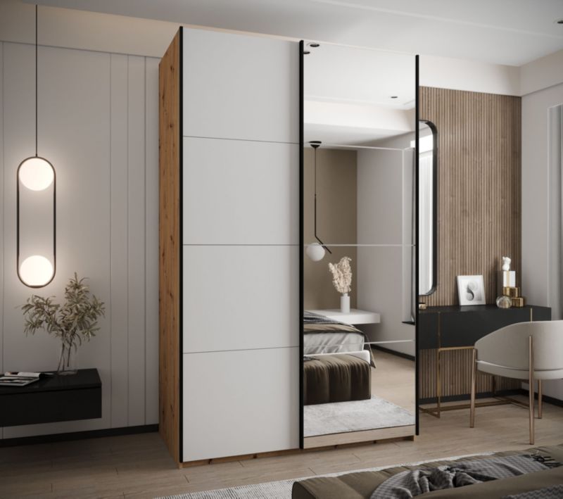 Szafa przesuwna Abiks LUX 3 wysoka szer.150cm artisan/biały/czarny 1szt.