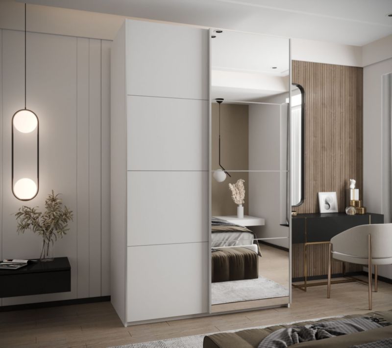Szafa przesuwna Abiks LUX 3 wysoka szer.150cm biały/biały/srebrny 1szt.