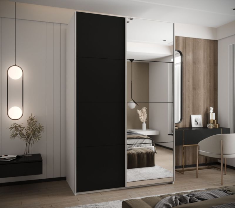 Szafa przesuwna Abiks LUX 3 wysoka szer.160cm biały/czarny/srebrny 1szt.
