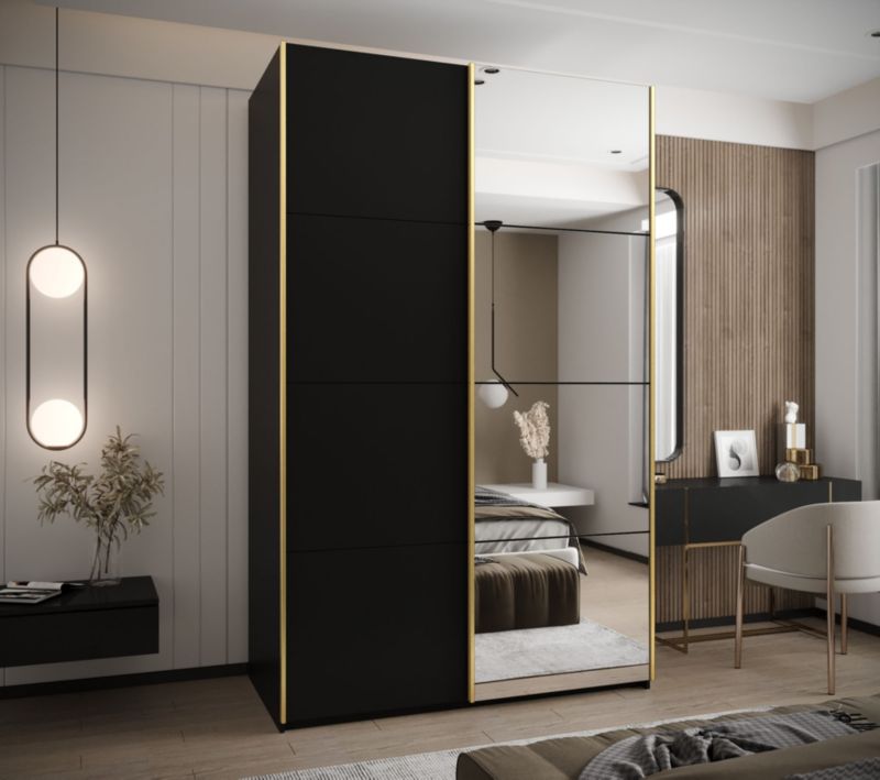 Szafa przesuwna Abiks LUX 3 wysoka szer.160cm czarny/czarny/złoty 1szt.