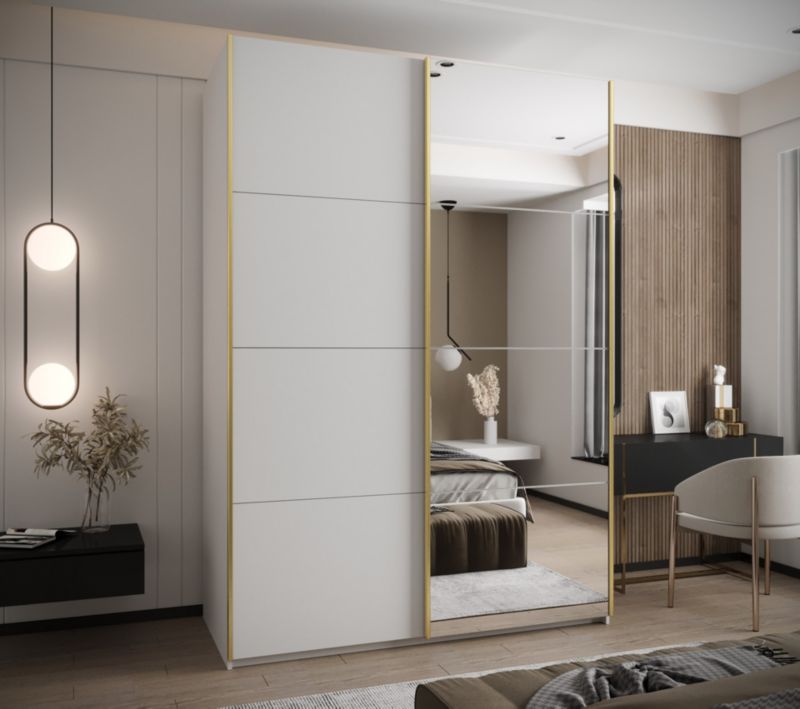 Szafa przesuwna Abiks LUX 3 wysoka szer.170cm biały/biały/złoty 1szt.