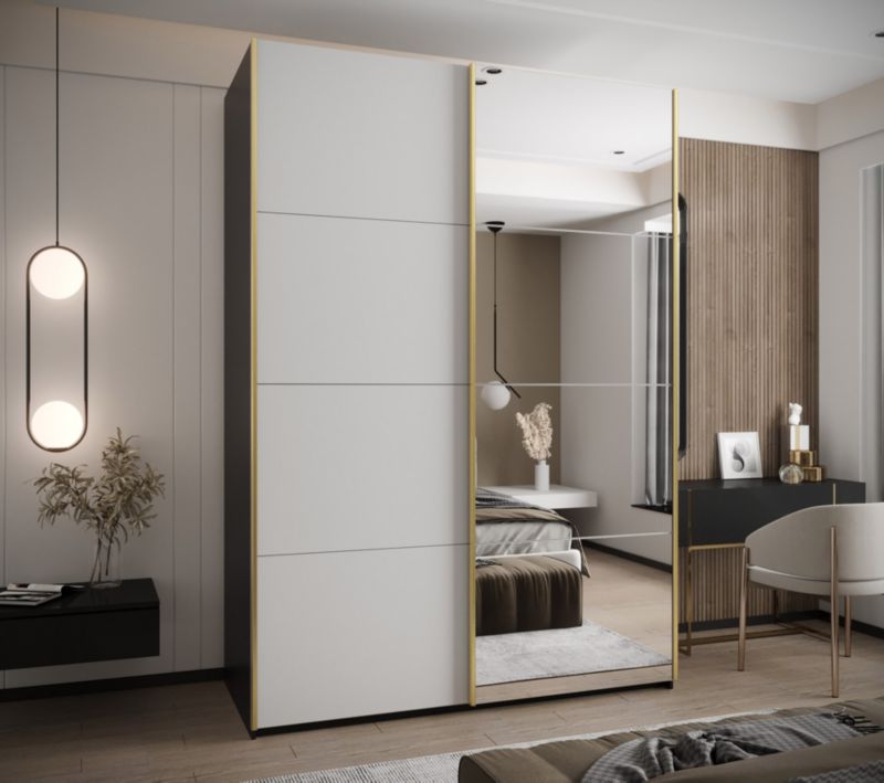 Szafa przesuwna Abiks LUX 3 wysoka szer.170cm czarny/biały/złoty 1szt.
