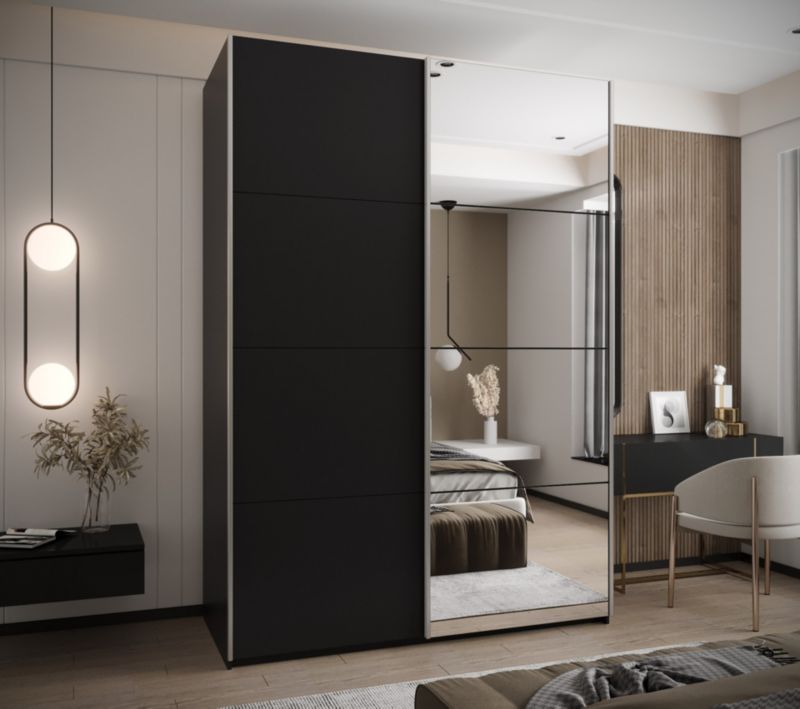 Szafa przesuwna Abiks LUX 3 wysoka szer.170cm czarny/czarny/srebrny 1szt.