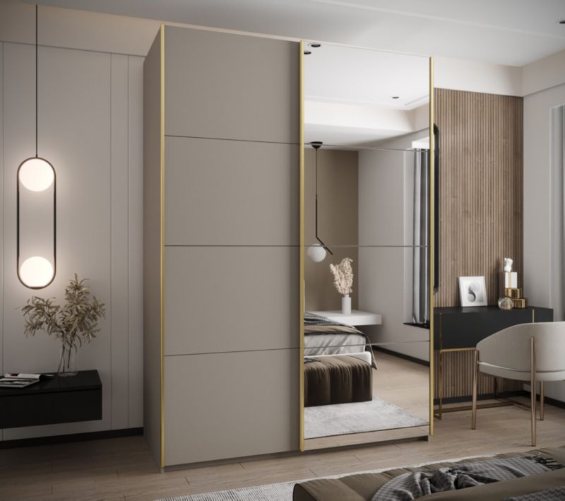 Szafa przesuwna Abiks LUX 3 wysoka szer.170cm kaszmir/kaszmir/złoty 1szt.
