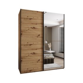 Szafa przesuwna Abiks LUX 3 wysoka szer.200cm artisan/artisan/czarny 1szt.