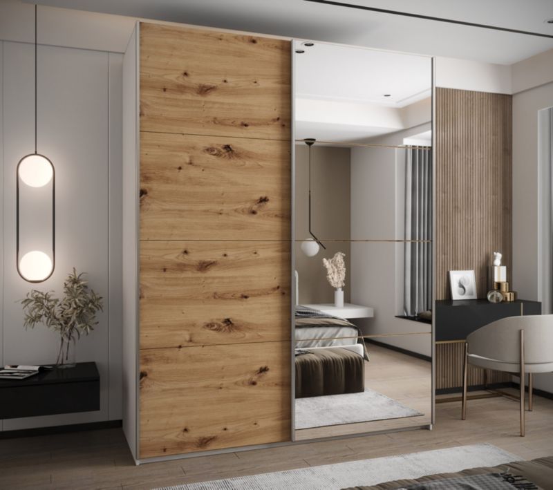 Szafa przesuwna Abiks LUX 3 wysoka szer.200cm biały/artisan/srebrny 1szt.