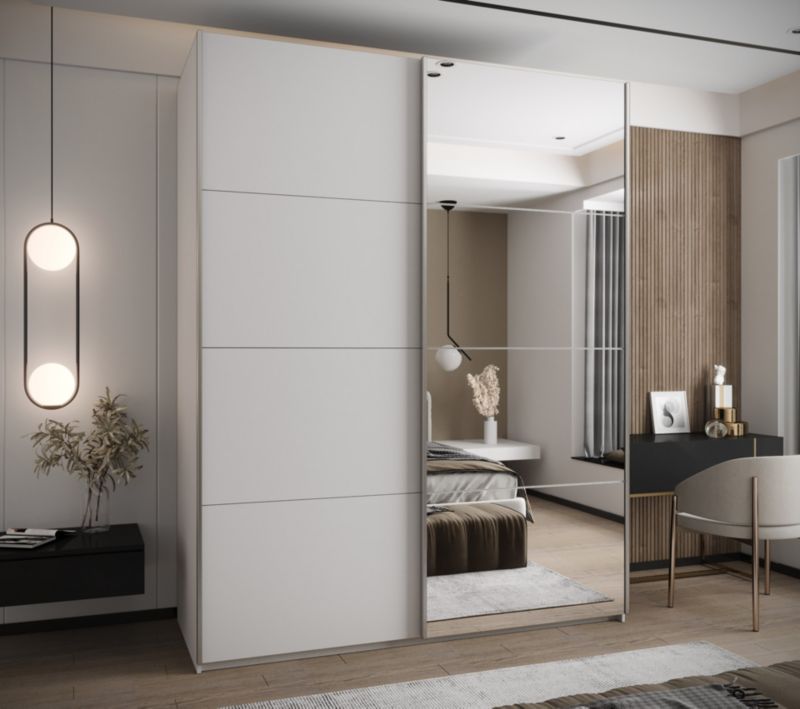 Szafa przesuwna Abiks LUX 3 wysoka szer.200cm biały/biały/srebrny 1szt.