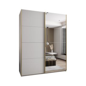 Szafa przesuwna Abiks LUX 3 wysoka szer.200cm biały/biały/złoty 1szt.